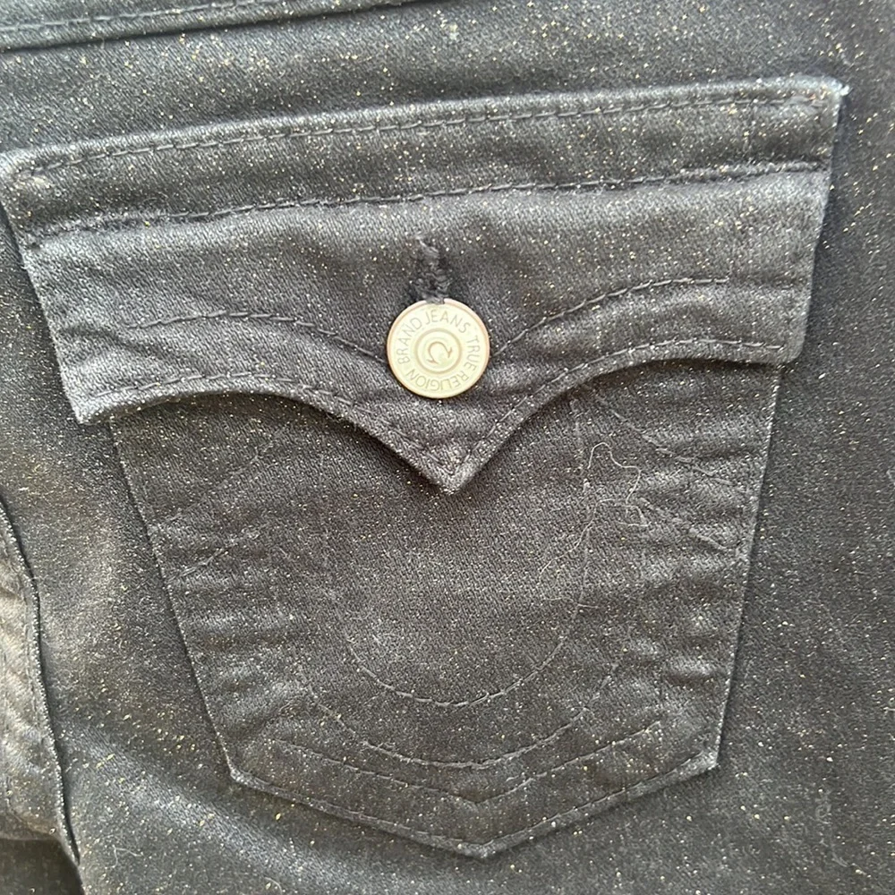 ▶️ TRUE RELIGION ◀️ Gold Sparkle Black Jeans.